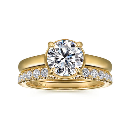 Geo - 14K Yellow Gold Bezel Prong Round Diamond Engagement Ring