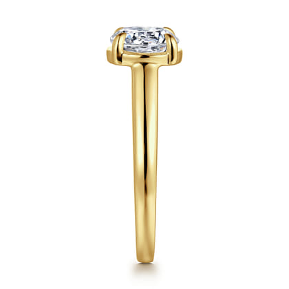 Geo - 14K Yellow Gold Bezel Prong Round Diamond Engagement Ring