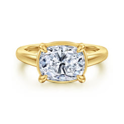 Geo - 14K Yellow Gold East West Elongated Cushion Diamond Engagement Ring