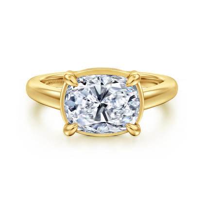 Geo - 14K Yellow Gold East West Elongated Cushion Diamond Engagement Ring