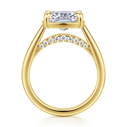 Geo - 14K Yellow Gold East West Elongated Cushion Diamond Engagement Ring