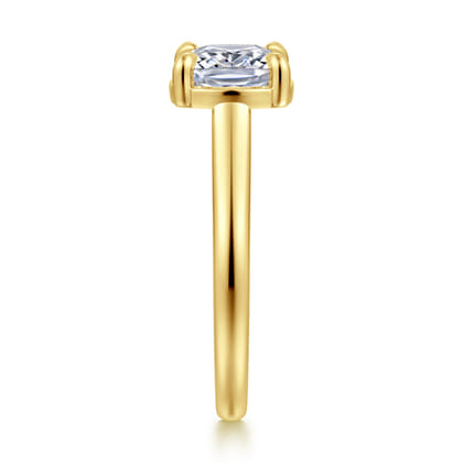 Geo - 14K Yellow Gold East West Elongated Cushion Diamond Engagement Ring