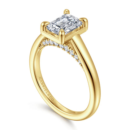 Geo - 14K Yellow Gold Emerald Cut Diamond Engagement Ring