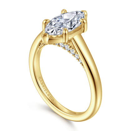 Geo - 14K Yellow Gold Marquise Shape Diamond Engagement Ring