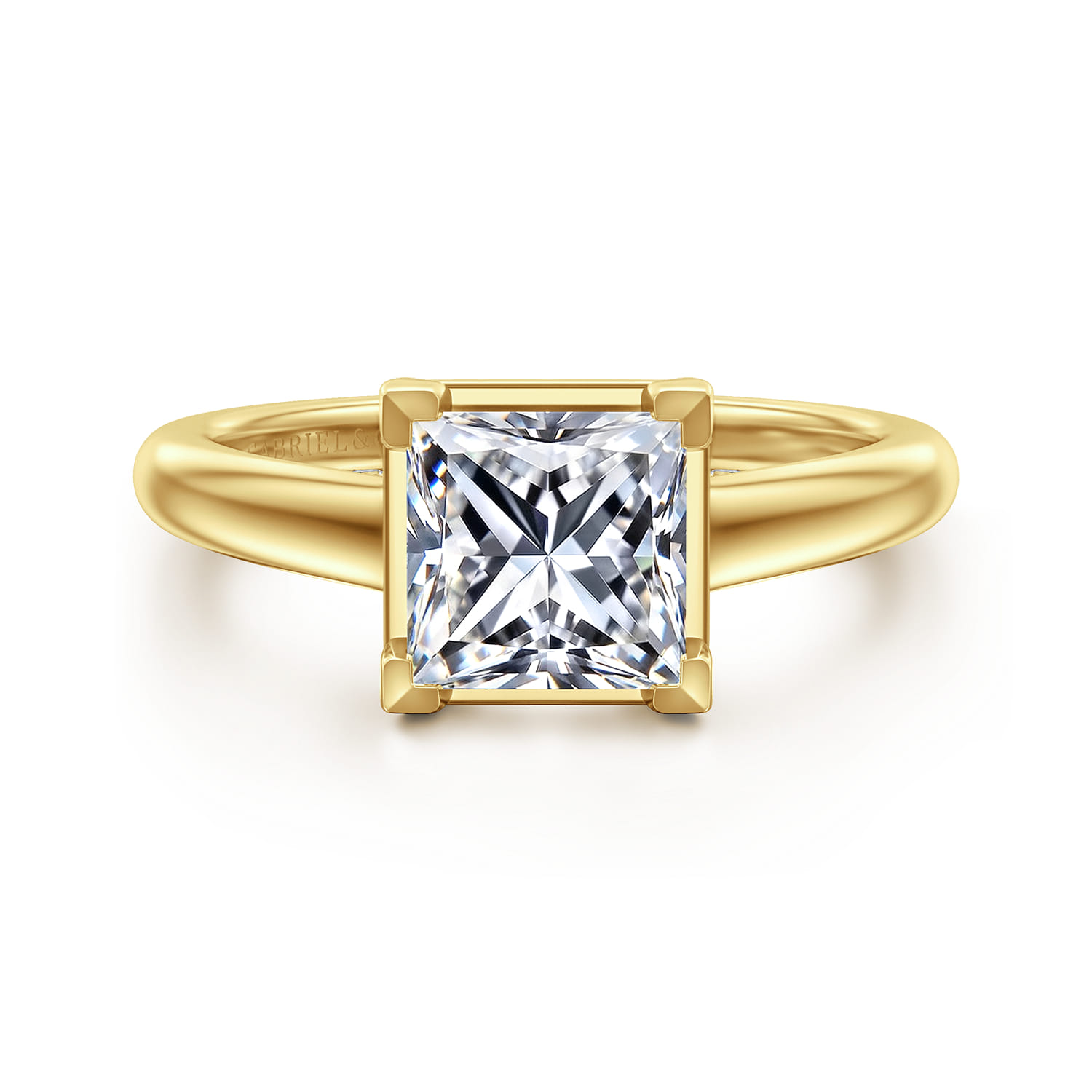 Geo - 14K Yellow Gold Princess Cut Diamond Engagement Ring