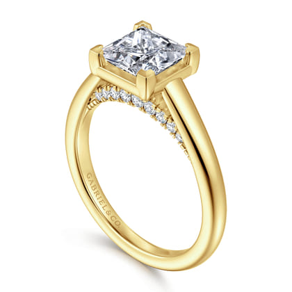 Geo - 14K Yellow Gold Princess Cut Diamond Engagement Ring