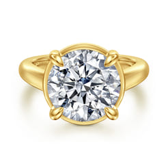 Geo - 14K Yellow Gold Round Diamond Engagement Ring