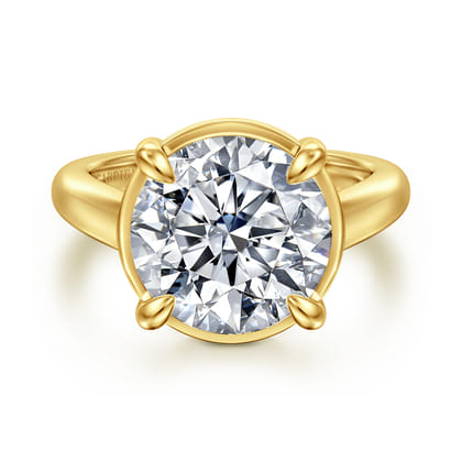Geo - 14K Yellow Gold Round Diamond Engagement Ring