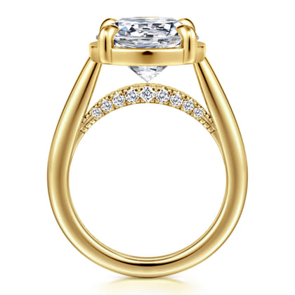 Geo - 14K Yellow Gold Round Diamond Engagement Ring