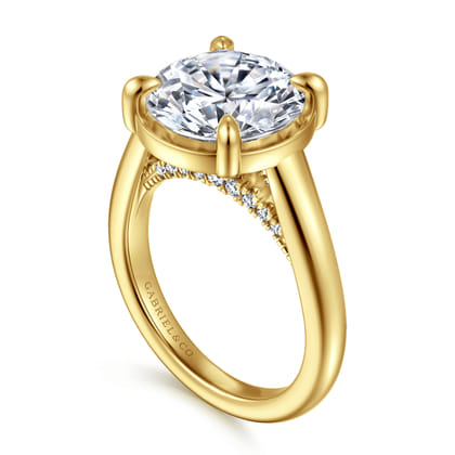 Geo - 14K Yellow Gold Round Diamond Engagement Ring