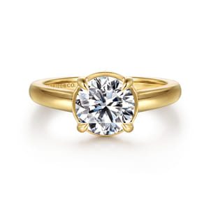 Geo - 14K Yellow Gold Round Diamond Engagement Ring