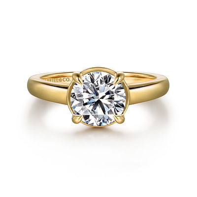 Geo - 14K Yellow Gold Round Diamond Engagement Ring