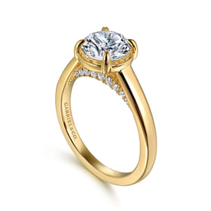 Geo - 14K Yellow Gold Round Diamond Engagement Ring