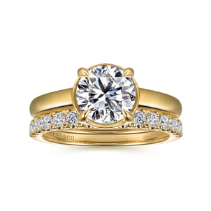 Geo - 14K Yellow Gold Round Diamond Engagement Ring