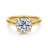 Geo - 14K Yellow Gold Round Diamond Engagement Ring
