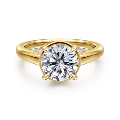Geo - 14K Yellow Gold Round Diamond Engagement Ring