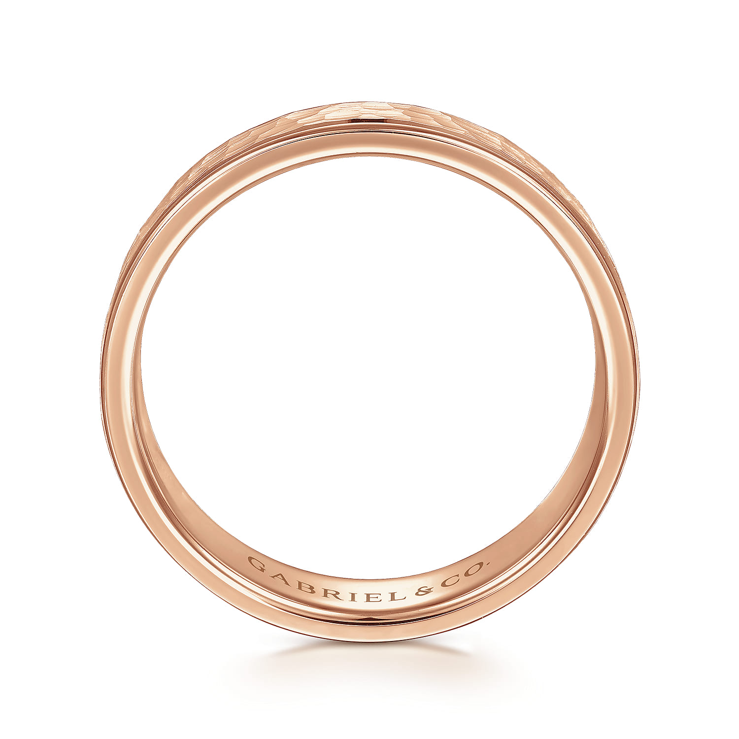 George - 14K Rose Gold 6mm - Hammered Men's Wedding Band - Shot 2