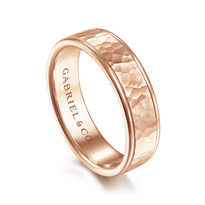George - 14K Rose Gold 6mm - Hammered Men's Wedding Band