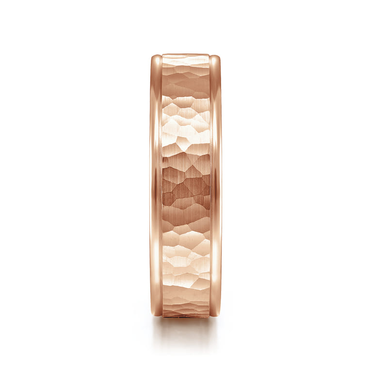 George - 14K Rose Gold 6mm - Hammered Men's Wedding Band - Shot 4