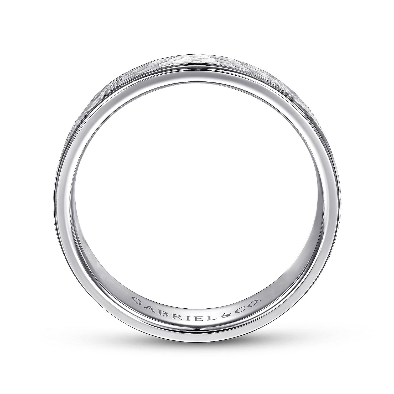 George - 14K White Gold 6mm - Hammered Men's Wedding Band - Shot 2