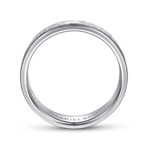George - 14K White Gold 6mm - Hammered Men's Wedding Band