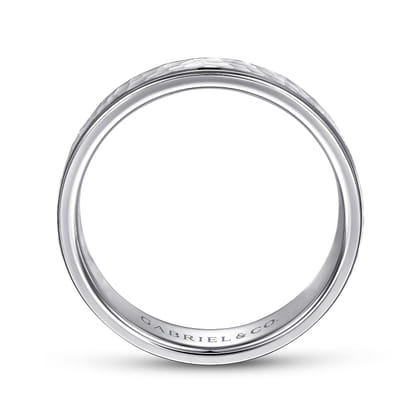 George - 14K White Gold 6mm - Hammered Men's Wedding Band