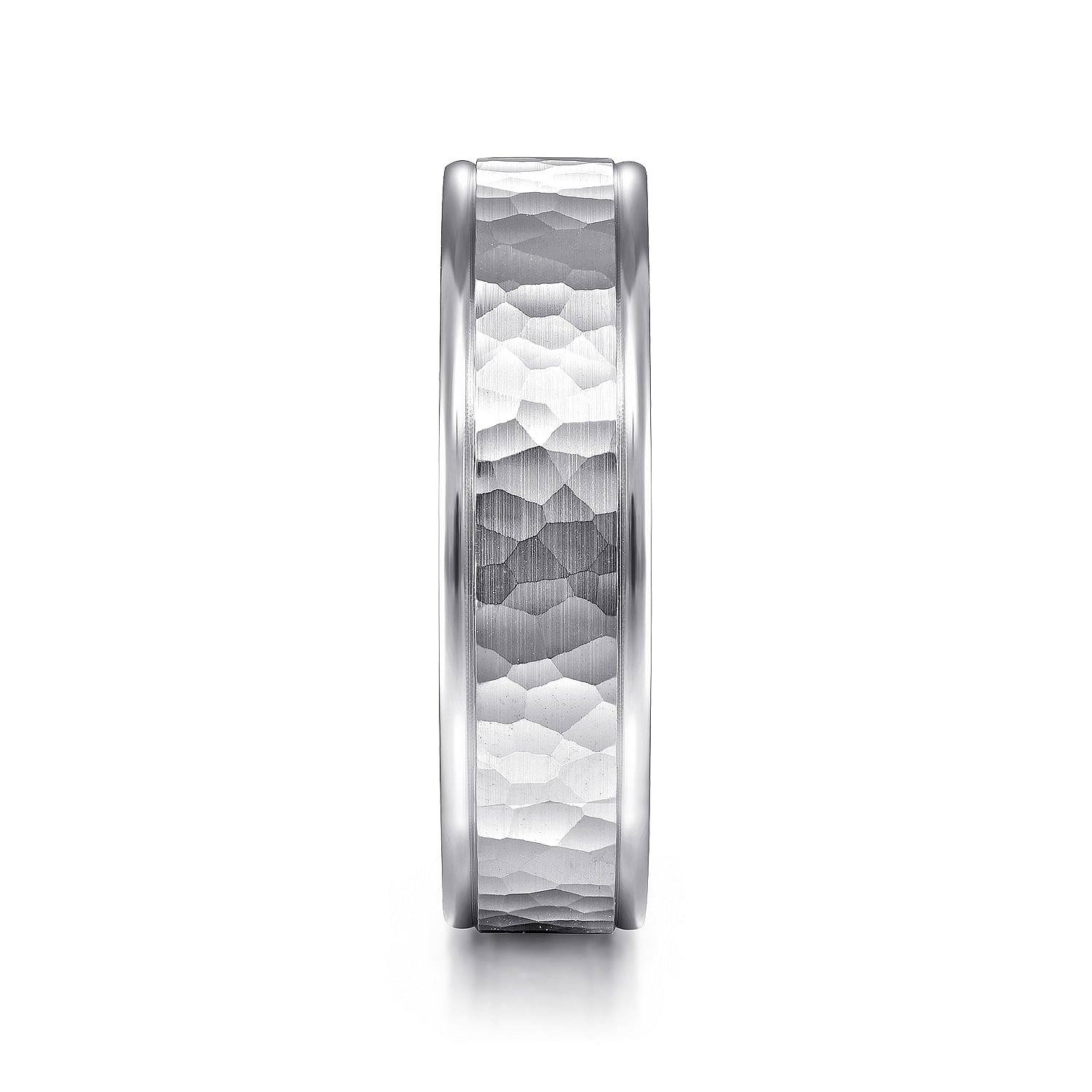 George - 14K White Gold 6mm - Hammered Men's Wedding Band - Shot 4