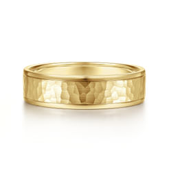 14K Yellow Gold 6mm - Hammered Men's Wedding Band