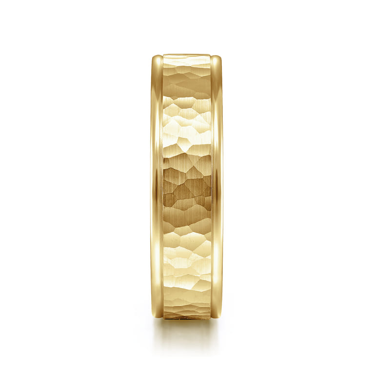 George - 14K Yellow Gold 6mm - Hammered Men's Wedding Band - Shot 4
