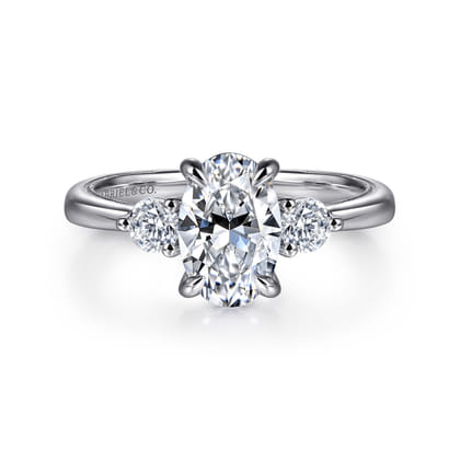Georgia - 14K White Gold Oval Three Stone Diamond Engagement Ring