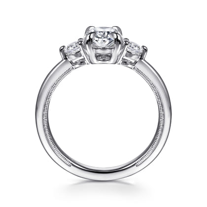 Georgia - 14K White Gold Oval Three Stone Diamond Engagement Ring
