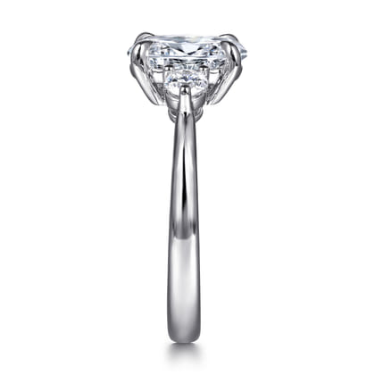 Georgia - 14K White Gold Oval Three Stone Diamond Engagement Ring