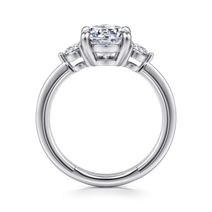 Georgia - 14K White Gold Oval Three Stone Diamond Engagement Ring