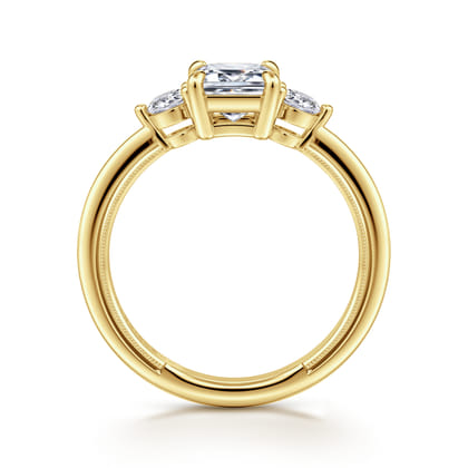 Georgia - 14K Yellow Gold Emerald Cut Three Stone Diamond Engagement Ring