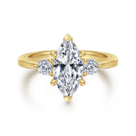 Georgia - 14K Yellow Gold Marquise Shape Three Stone Diamond Engagement Ring