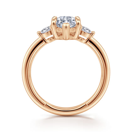 Georgia - 14K Yellow Gold Marquise Shape Three Stone Diamond Engagement Ring