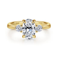 Georgia - 14K Yellow Gold Oval Three Stone Diamond Engagement Ring