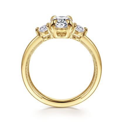 Georgia - 14K Yellow Gold Oval Three Stone Diamond Engagement Ring