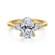 Georgia - 14K Yellow Gold Oval Three Stone Diamond Engagement Ring