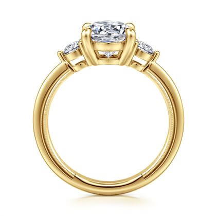 Georgia - 14K Yellow Gold Oval Three Stone Diamond Engagement Ring