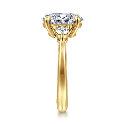 Georgia - 14K Yellow Gold Oval Three Stone Diamond Engagement Ring
