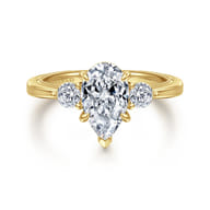 Georgia - 14K Yellow Gold Pear Shape Three Stone Diamond Engagement Ring
