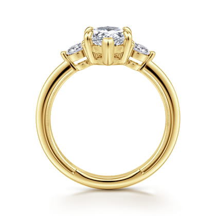 Georgia - 14K Yellow Gold Pear Shape Three Stone Diamond Engagement Ring