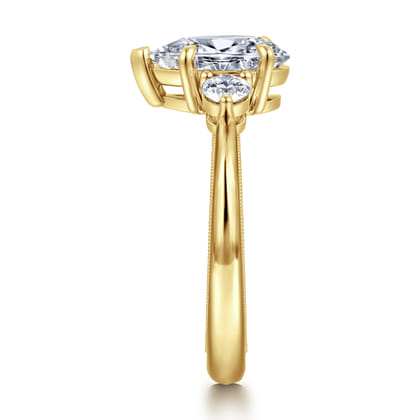 Georgia - 14K Yellow Gold Pear Shape Three Stone Diamond Engagement Ring