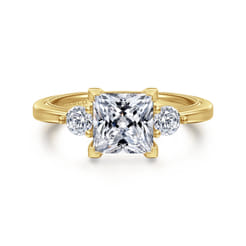 Georgia - 14K Yellow Gold Princess Cut Three Stone Diamond Engagement Ring