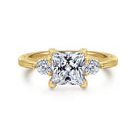 Georgia - 14K Yellow Gold Princess Cut Three Stone Diamond Engagement Ring
