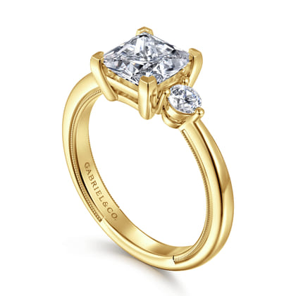 Georgia - 14K Yellow Gold Princess Cut Three Stone Diamond Engagement Ring