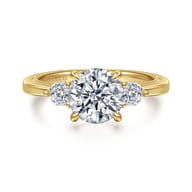 Georgia - 14K Yellow Gold Round Three Stone Diamond Engagement Ring