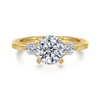 Georgia - 14K Yellow Gold Round Three Stone Diamond Engagement Ring