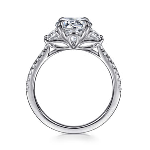 Georgie - 14K White Gold Round Three Stone Lotus Diamond Engagement Ring